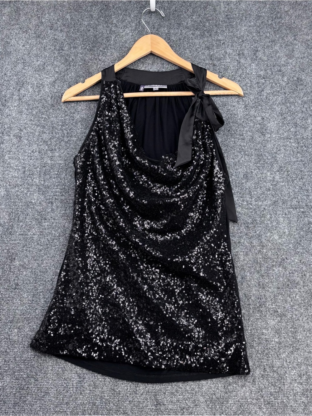 Jennifer Lopez Black Sexy Date Night Sequin Cowl Neck Top Women’s M